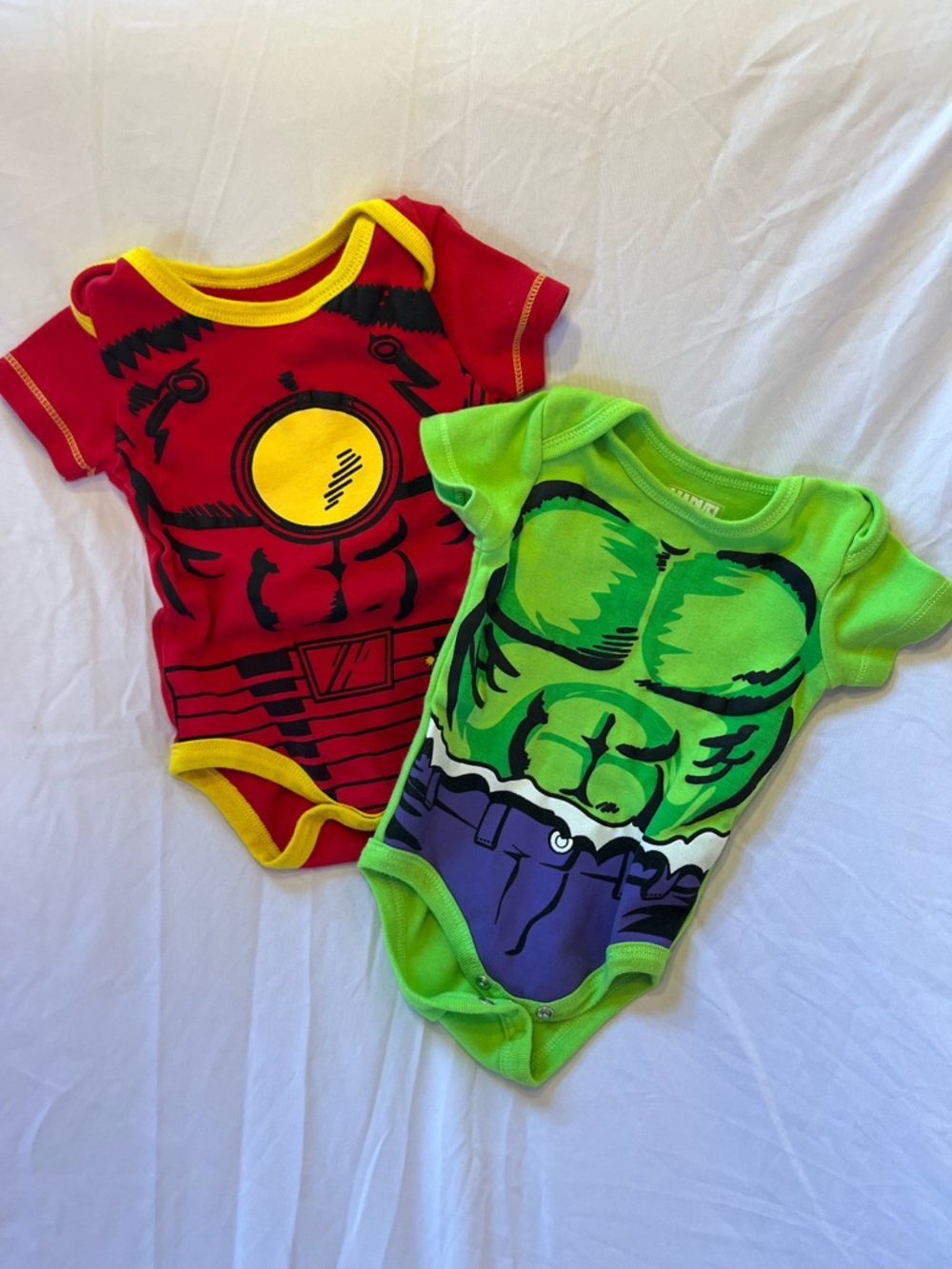 Marvel Hulk & Ironman Infant 0-3 Months Onesie / Bodysuit Duo